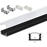  Set aluminijumski profil za LED trake 2m 17.5x7 mm crni Cene