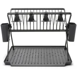 Foldable Dish Drying Rack Large Dark Grey
