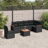  7-dijelni set vrtnih sofa od poliratana s jastucima crni Slike