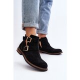 Boto Women's Flat Heel Ankle Boots with Straps Black Melviana | ePonuda.com