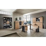 Voleo kotna pisalna miza leseni material, kovina hrast artisan, barve grafita | Shoptok.si