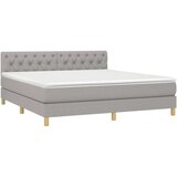 Box spring postelja z vzmetnico LED sv. siva 160x200 cm blago, (20789782) | Shoptok.si
