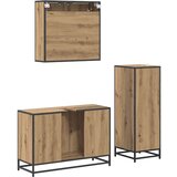 vidaXL Komplet pohištva za kopalnico z vrati 3 pcs artisan hrast | Shoptok.si