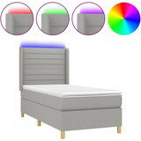  The Living Store Box spring postelja z vzmetnico LED svetlo siva 90x200 cm blago - Box Spring Postelja, (21449987) | Shoptok.si