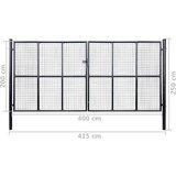 vidaXL mrežasta vrtna vrata od pocinčanog čelika 400 x 200 cm siva | shoptok.hr