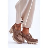 Boto Elegant shoes on a pillar with a golden decoration beige Harmell | Shoptok.si
