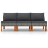 Maison Chic Sredinski kavč - Sofa - Kanapei 3 kosi poli ratan in trden evkaliptus, (21727408) | Shoptok.si