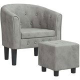  Fotelj s stolčkom svetlo siv žamet, (20929496) | Shoptok.si