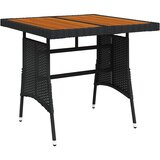  Vrtni stol crni 70x70x72 cm poliratan i masivno bagremovo drvo | shoptok.hr