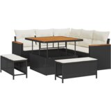  Set od 8 komada vrtnog trosjeda s jastucima crni poliratan akacije | shoptok.hr