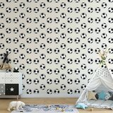  Tapeta - Soccer - Symmetrical black-and-white soccer balls on a beige background. 50x1000 Premium | shoptok.hr