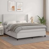  Box spring postelja z vzmetnico bela 180x200 cm umetno usnje, (20788978) Cene