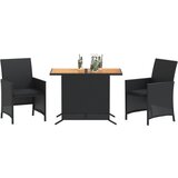  3-dijelni bistro set s jastucima crni od poliratana | shoptok.hr