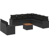 vidaXL 10-dijelni set vrtnih sofa s jastucima crni od poliratana | shoptok.hr