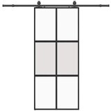 vidaXL Klizna vrata s priborom crna 90 x 205 cm kaljeno staklo | shoptok.hr