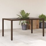 vidaXL Vrtna miza s stekleno ploščo rjav 150x90x75 cm poli ratan Cene