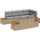  7-delni set vrtnih kavčev z blazinami bež Poli Ratan akacija, (22093373) | Shoptok.si