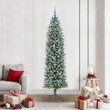 vidaXL Umetno vitko božično drevo med 300 LED Zelena in bela 210 cm | Shoptok.si