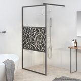 vidaXL Pregrada za tuš 100x195 cm ESG steklo s kamnitim dizajnom črna | Shoptok.si