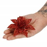  Božićni ukras “Božićna zvijezda” - 11 × 11 cm, crvena sa šljokicama | shoptok.hr