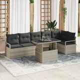 vidaXL set vrtnarskih kavčev s blazinami svetlo siva poli ratan | Shoptok.si