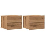 vidaXL Zidni noćni ormarići 2 kom Artisan hrast 40x32x30 cm | shoptok.hr