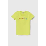 Pinko Up Otroška bombažna kratka majica zelena barva