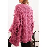 Kesi Włoski Women's cardigan with fringes and a loose fit purple | shoptok.hr