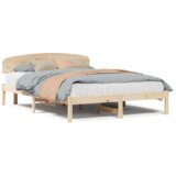 vidaXL posteljni okvir s hrbtno podporo 150x200 cm iz trdnega bora | Shoptok.si