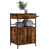 vidaXL Kuhinjski voziček dimljen hrast 56x43x89,5 cm inženirski les | Shoptok.si
