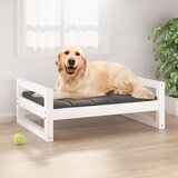 vidaXL Pasja postelja bela 75,5x55,5x28 cm trdna borovina | Shoptok.si