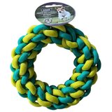 Gizmo igračka za pse Pleteni prsten, 18cm, Plavo-žuti Cene