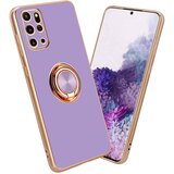 Cadorabo Samsung v sijajnem svetlobnem vijoličnem - zlatu z obročem silikonski/TPU ovitek z zaščito pred kamero in držalo magnetnega avtomobi, (20617200) | Shoptok.si