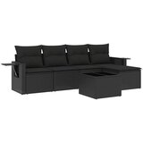  6-dijelni set vrtnih sofa s jastucima crni od poliratana | shoptok.hr