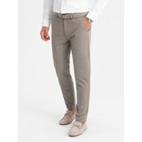 Ombre Classic men's chino pants with fine texture - dark beige | Shoptok.si
