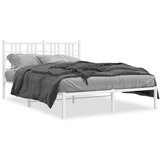  The Living Store Kovinski posteljni okvir z vzglavjem bel 135x190 cm - Posteljni Okvir, (21450449) | Shoptok.si