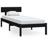 The Living Store Posteljni okvir črn iz trdne borovine 90x190 cm - Posteljni Okvir, (21529389) | Shoptok.si