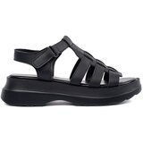 GOODIN Black leather platform sandals Cene