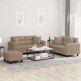  3-dijelni set sofa s jastucima boja cappuccina od umjetne kože | shoptok.hr