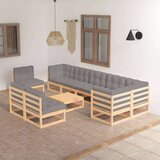  Sedežna garnitura 10-delna z blazinami trdna borovina | Shoptok.si