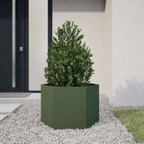  Vrtna sadilica maslinastozelena šesterokutna 69x60x45 cm čelik | shoptok.hr