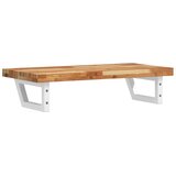  Zidna polica za umivaonik od čelika i masivnog bagremovog drva Smeđa 100 x 40 x 4 cm | shoptok.hr