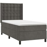  Box spring s madracem LED tamnosivi 90x200 cm baršun | shoptok.hr