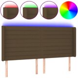 vidaXL LED posteljno vzglavje temno rjavo 183x16x118/128 cm blago, (20936306) | Shoptok.si