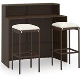  3-dijelni vrtni barski set s jastucima smeđi | shoptok.hr
