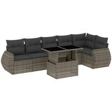 Maison Chic Seti vrtnega pohištva - Vrtna garnitura - Vrtni pohištvo set 7-delna z blazinami siv poli ratan, (21801183) | Shoptok.si