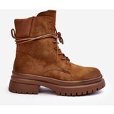 Boto Women's Ankle Boots Trappers with Thick Sole Camel Narelona | Shoptok.si