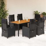 vidaXL 7-dijelni vrtni blagovaonski set s jastucima crni od poliratana | shoptok.hr