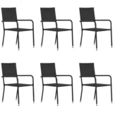 vidaXL Vrtni jedilni stoli zložljivi 6 kosov črn poli ratan