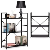 loft polica sa 3 police i metalnim okvirom – black
